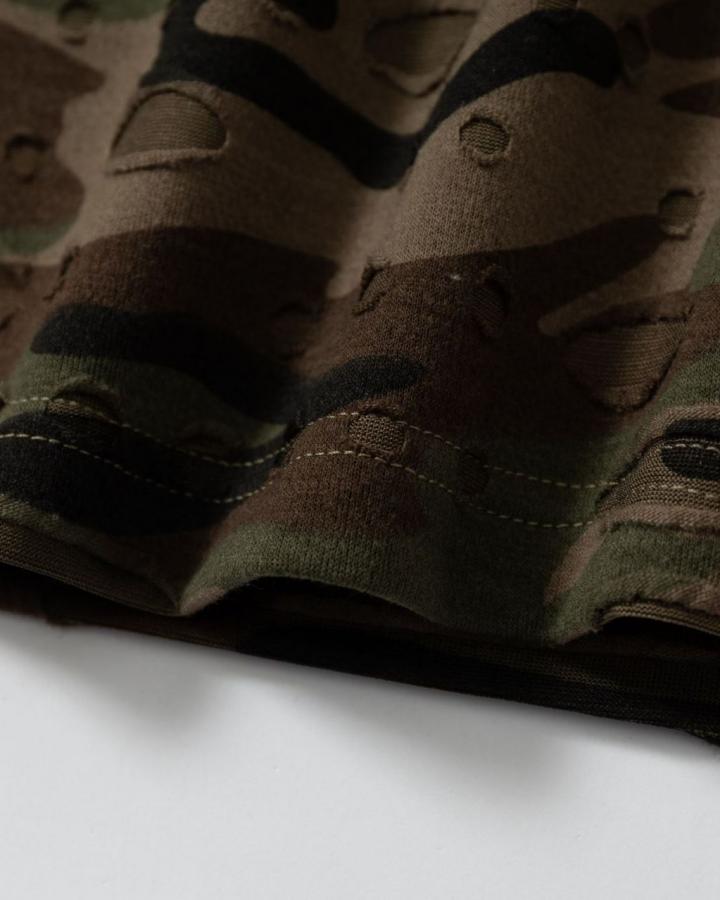 American Retro Wasteland Style Ripped Camouflage Vest