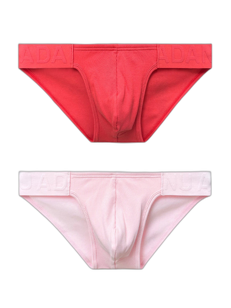 2 Pack Men's Low-Rise High-Cut Ribbed Cotton Bikini