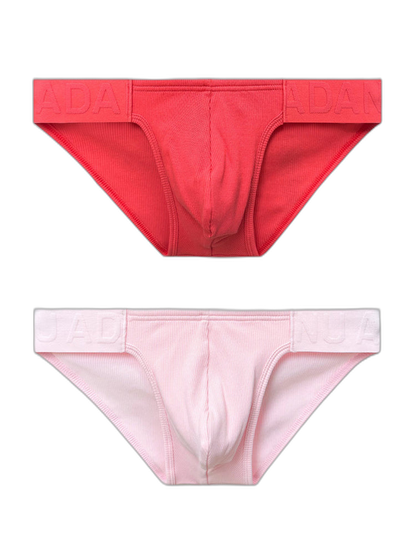 2 Pack Men's Low-Rise High-Cut Ribbed Cotton Bikini