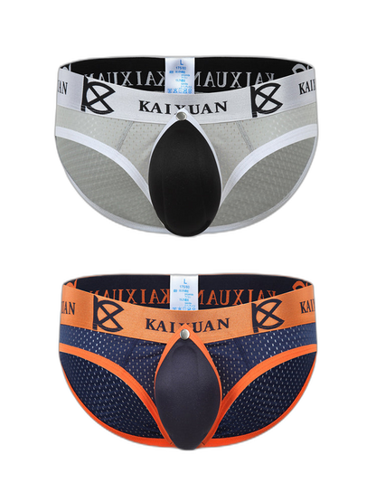 2 Pack Men's Sexy Mesh Front Opening Sponge Coaster Briefs