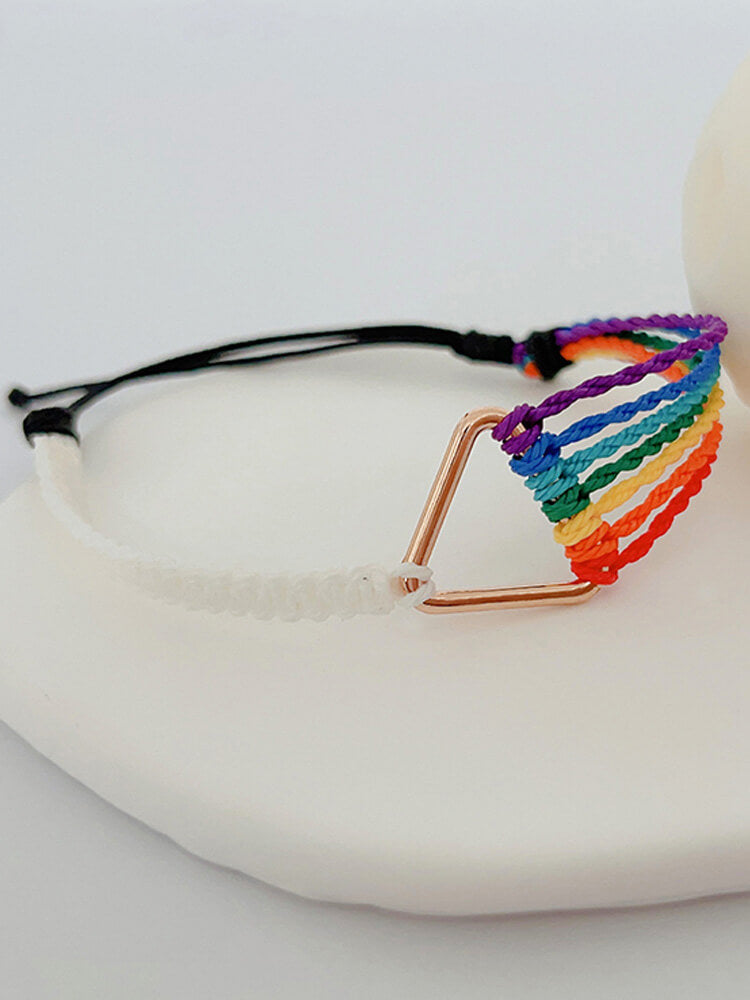 Rainbow Woven Triangle Pride Bracelet