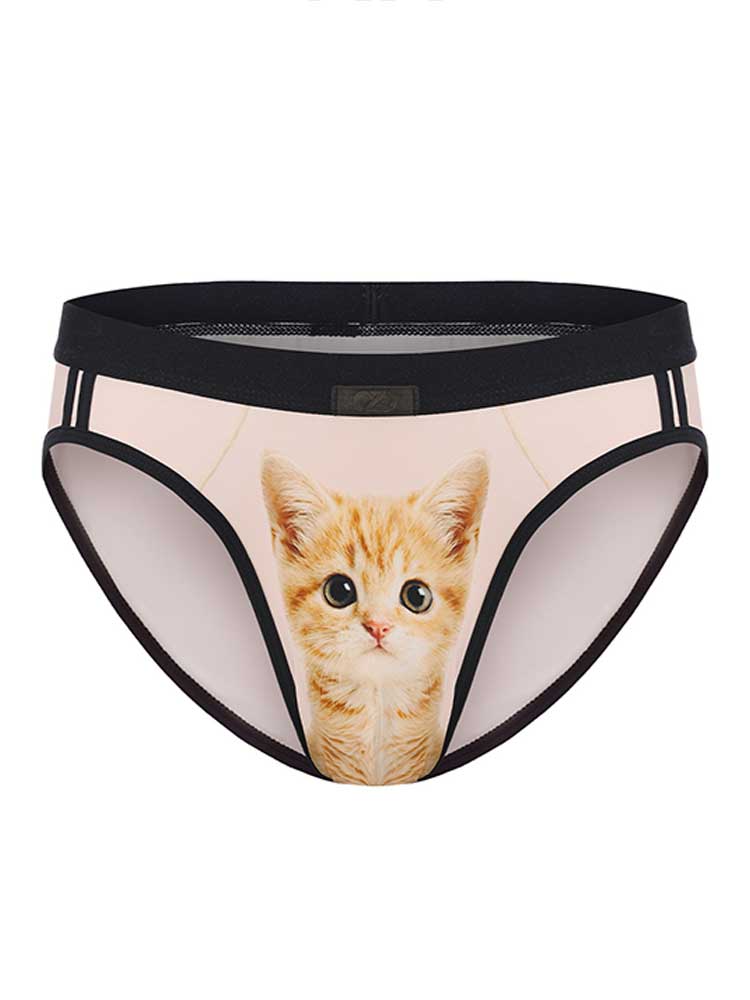 Men's Cute Pet-Themed Graphic Print Funny Briefs