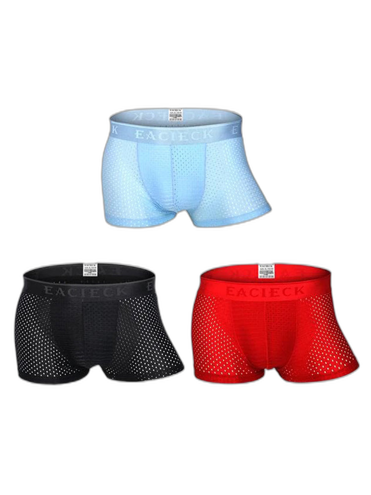 3Pcs Men's Mesh Thin Ice Silk Underwear