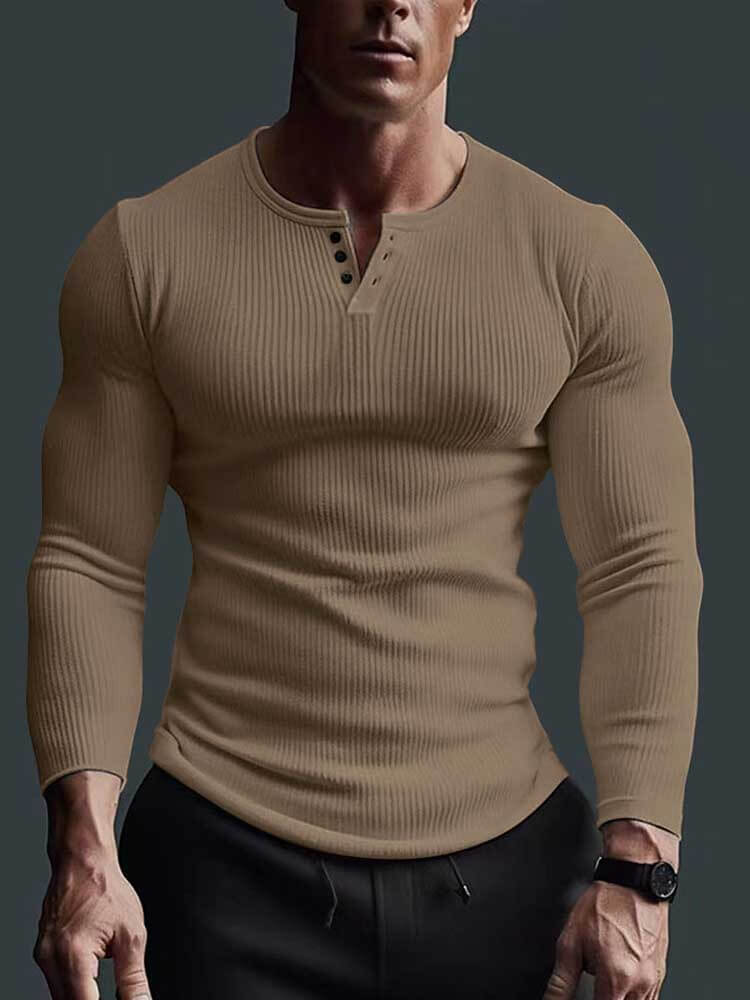Men's V-neck Solid Colour High-Stretch Fitness Top