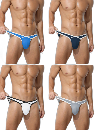4 Pack Men's Low-Rise Sexy Narrow-Band Cooling U-Convex Breathable Comfortable Thong