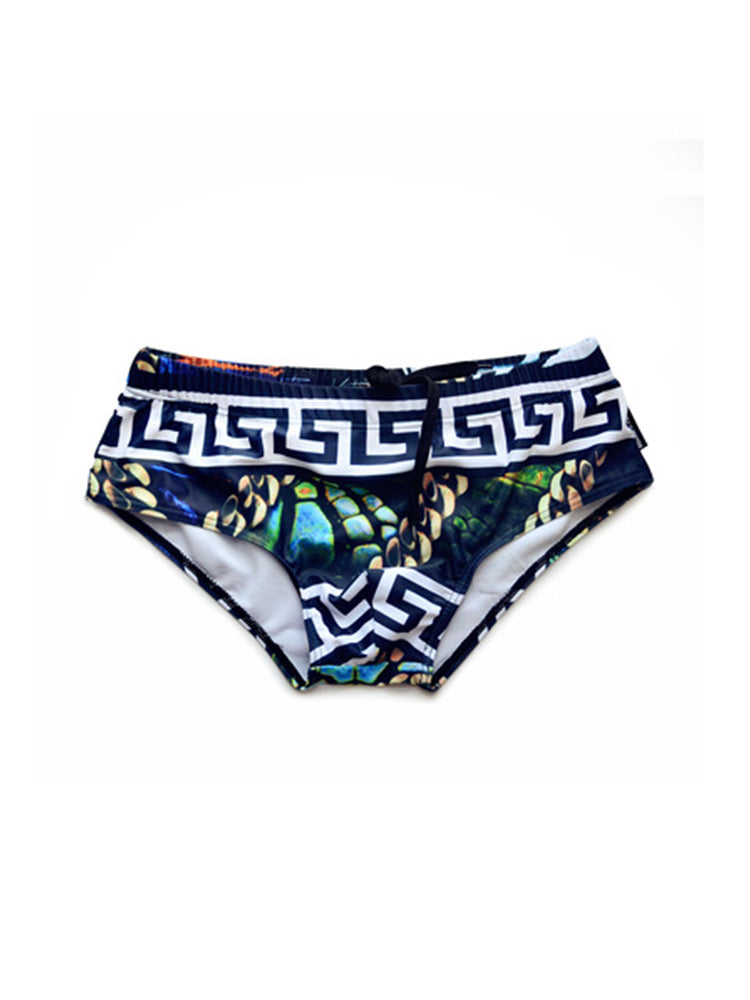 Low Waist Sexy Print Sports Triangle Swim Briefs