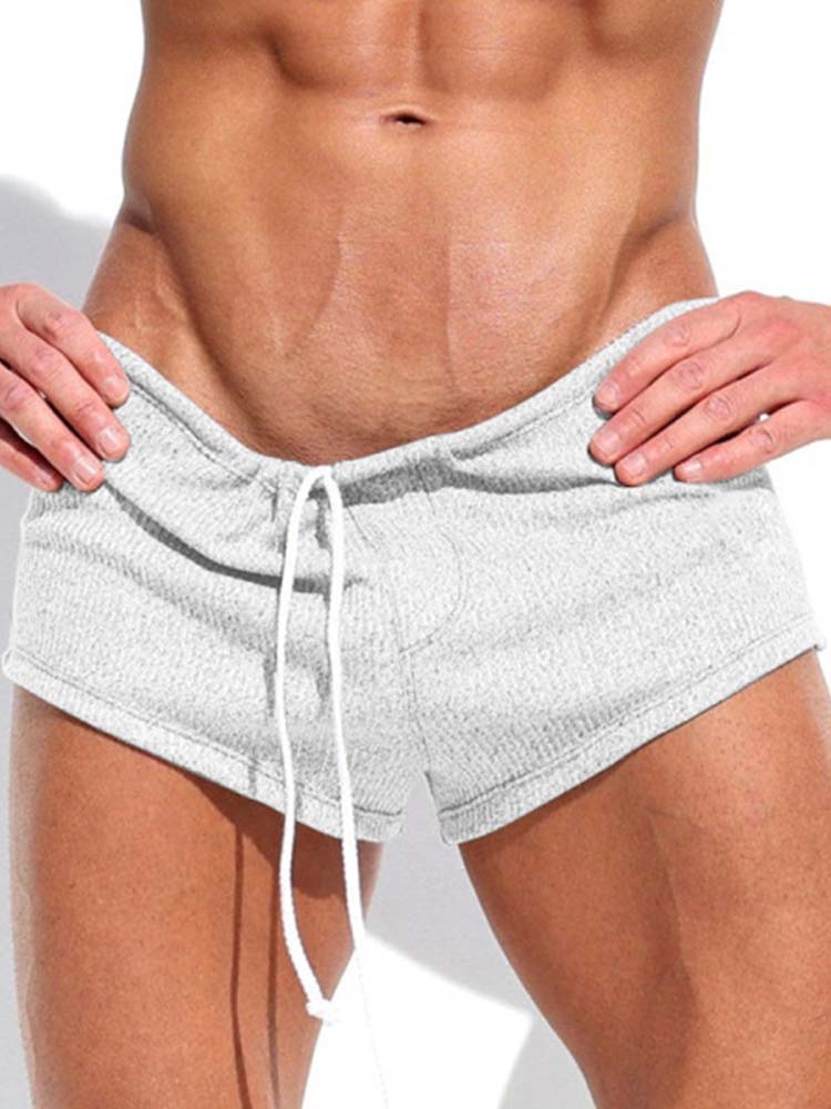 Men's Solid Color Drawstring Stretch Shorts