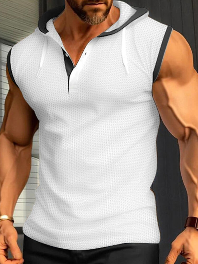 Men's Breathable Solid Color Hooded Muscle Vest