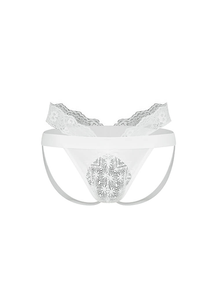 Men's Sexy Lace-Trimmed Solid Low-Rise Jockstrap