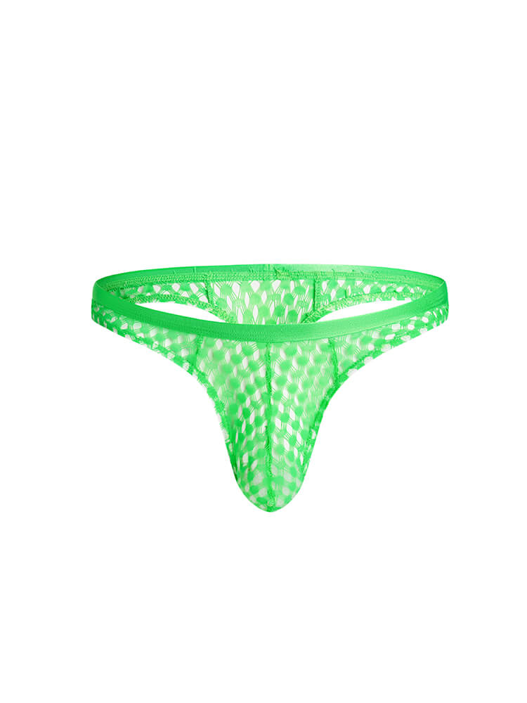 Men's Sexy Solid Color Hollow Mesh Thong