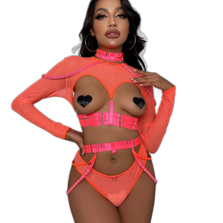 Unsubtle Temptress Bondage Bodysuit Set