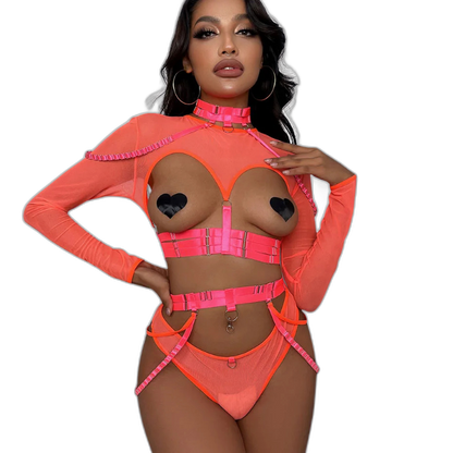 Unsubtle Temptress Bondage Bodysuit Set