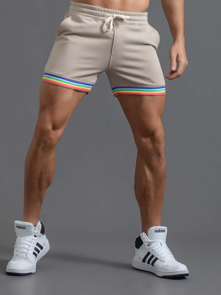 Men's Rainbow Stripes Cotton Shorts