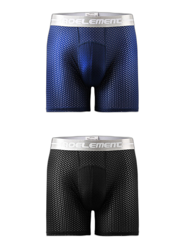 2 Pack Mesh Ice Silk Moisture Wicking Sport Boxer Underwear