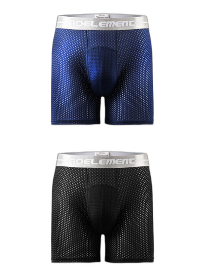 2 Pack Mesh Ice Silk Moisture Wicking Sport Boxer Underwear