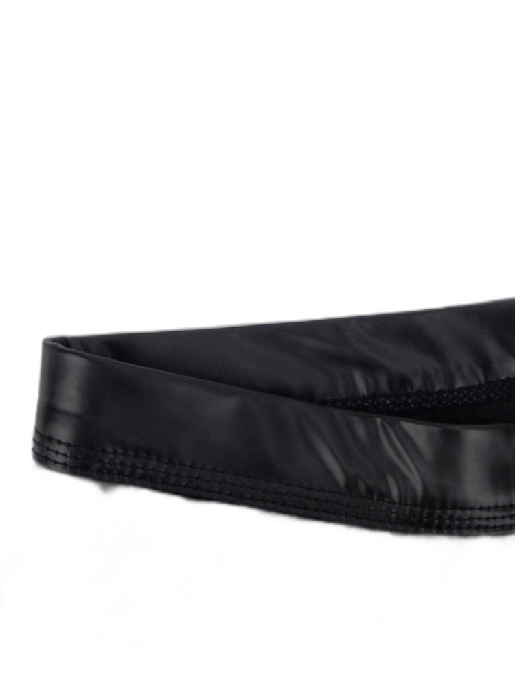 2-pack Men's Leather Hollow Hip-revealing Large Pouch Boxer Briefs