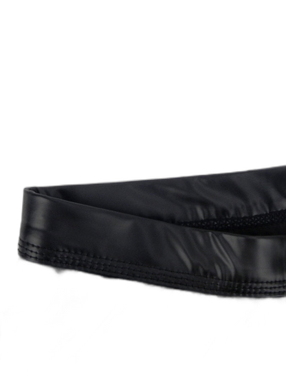 2-pack Men's Leather Hollow Hip-revealing Large Pouch Boxer Briefs