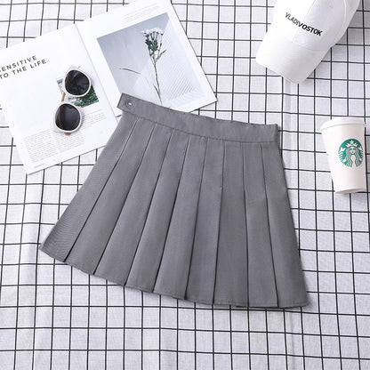 High-Waist Pleated School Skirt