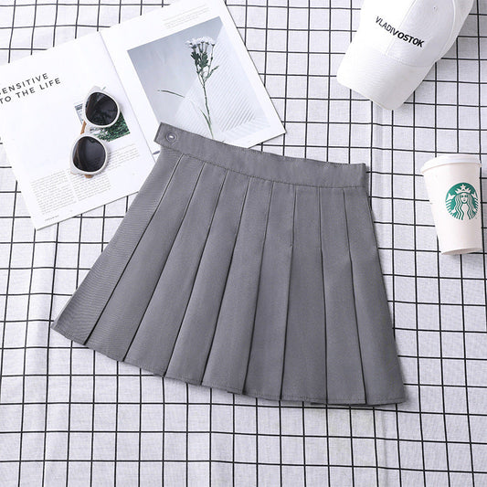 High-Waist Pleated School Skirt