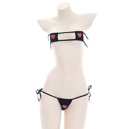 Heart Embroidery Bikini Set