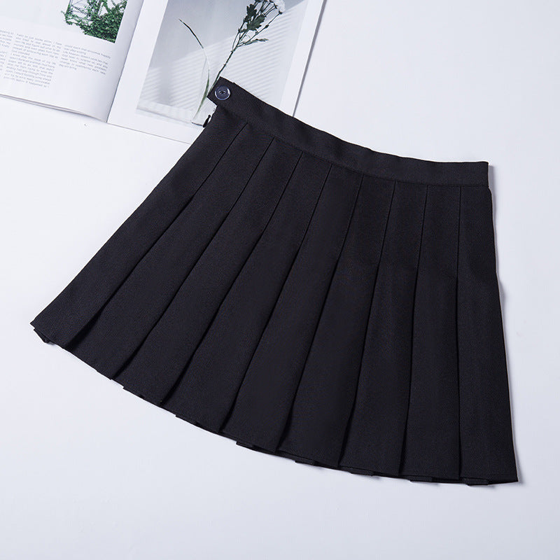 High-Waist Pleated School Skirt