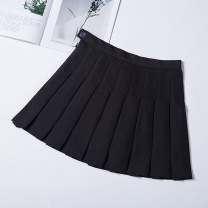 High-Waist Pleated School Skirt