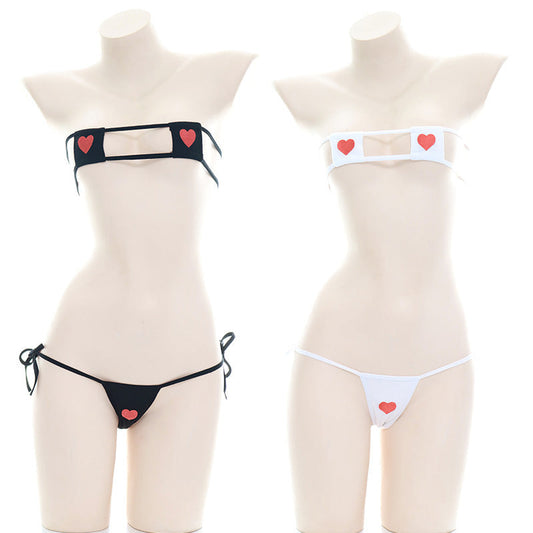 Heart Embroidery Bikini Set