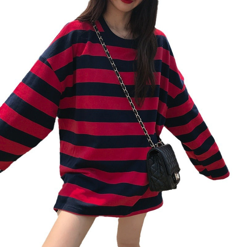 Long Sleeve Striped Sweatshirt
