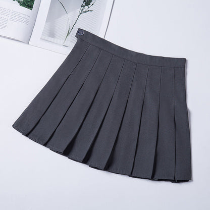High-Waist Pleated School Skirt