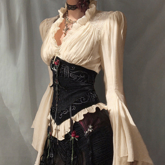 Victorian Ruffle V-Neck Blouse