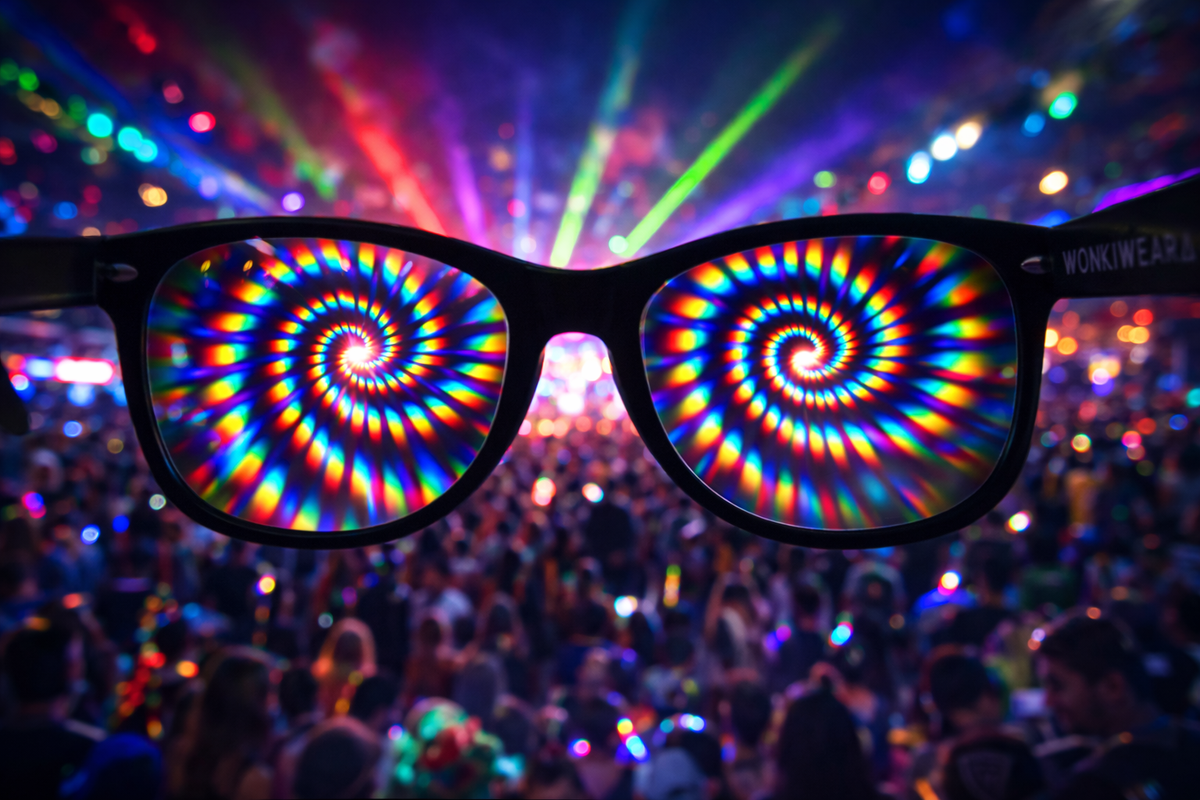 Black Spiral Diffraction Glasses