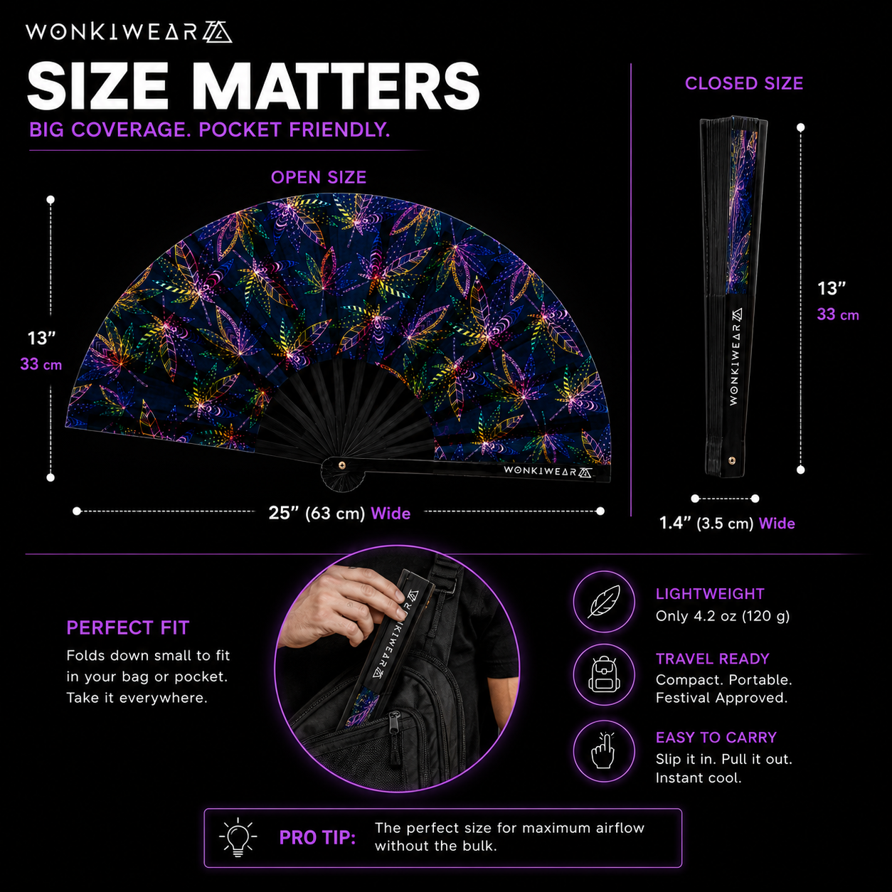 Mary Jane XL UV Reactive Festival Fan