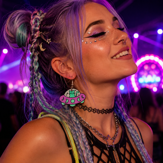 Cat UFO Drop Earrings