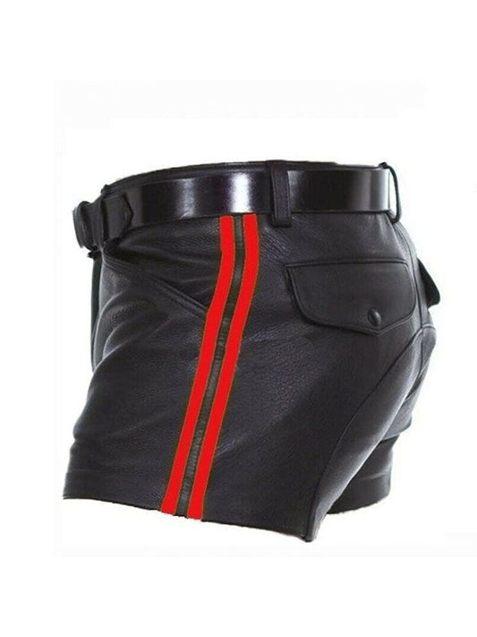 Multicolor Striped Leather Shorts