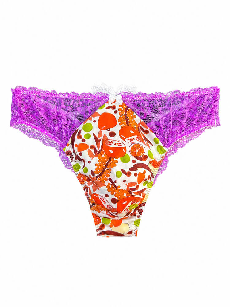 Men's Low-Rise Sexy Lace Trim Fruit-Print Briefs