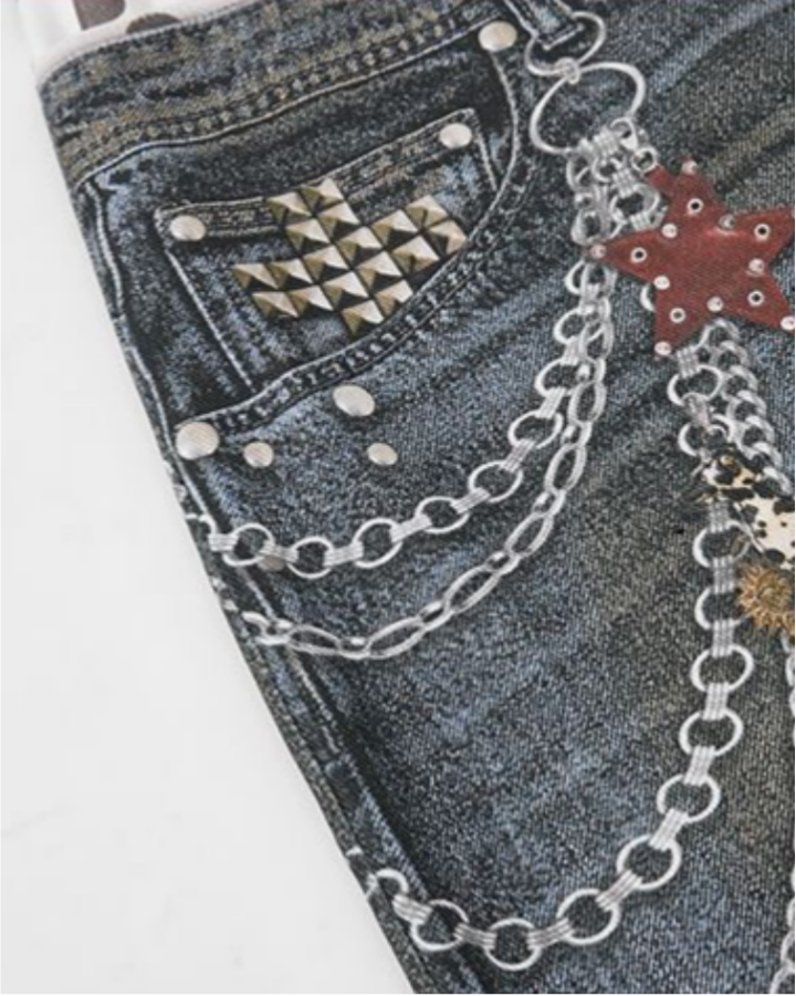 KIIKIO Retro Mixed Denim Polka Shorts