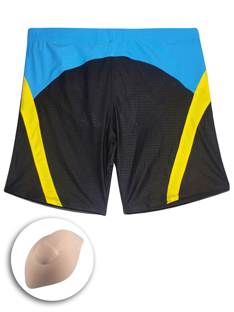 Men's Color-Block Brief Liner Mesh Swim Trunks