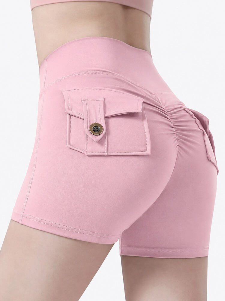 Solid Color High Waist Fitness Slim Yoga Shorts