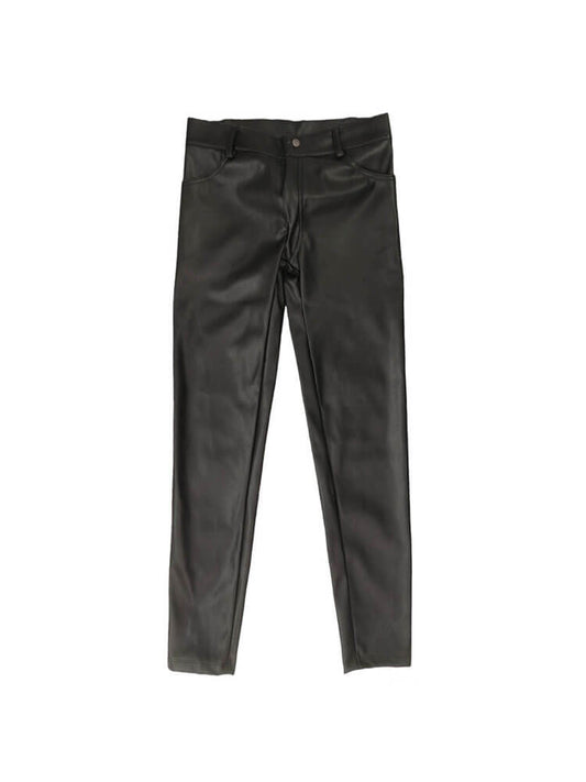 Men's Tight-Fitting Straight-Leg PU Leather Pants