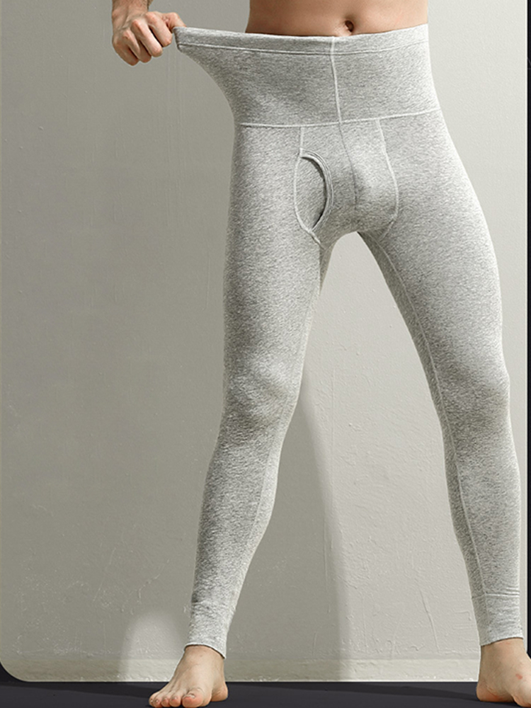 Men's High-rise Cotton Thermal Bottoms With Fly