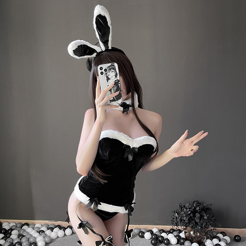 Fluffy Bunny Corset Lingerie Set
