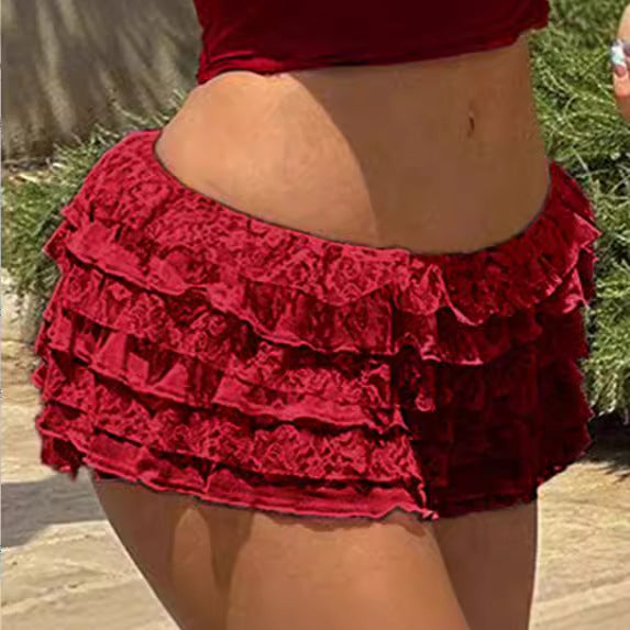 Tiered Lace Skirt-Pants