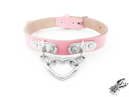 Pink Bound Heart Ring Choker