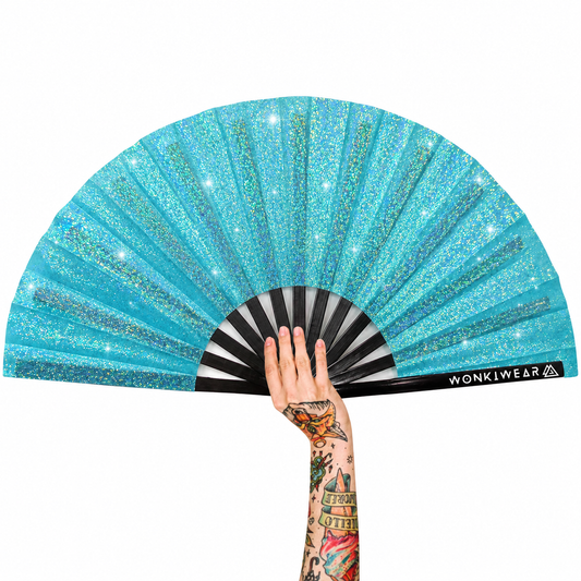 Turquoise Glitter XL Festival Fan