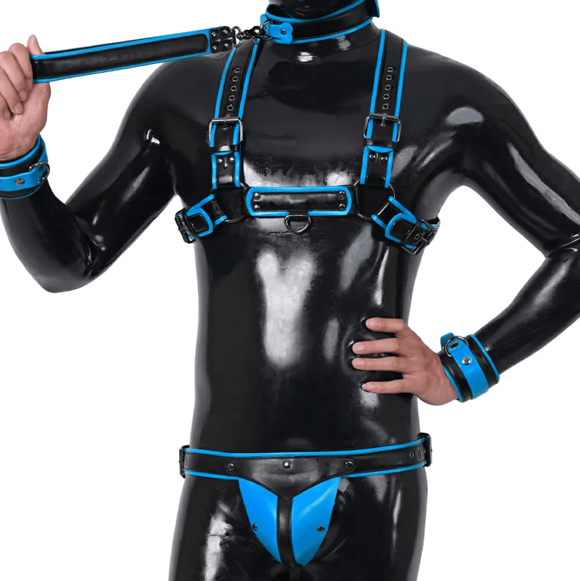 Furrjoi Harness, Cuff, Collar, Lead Underwear Bundle Blue - The Pup Play Hub