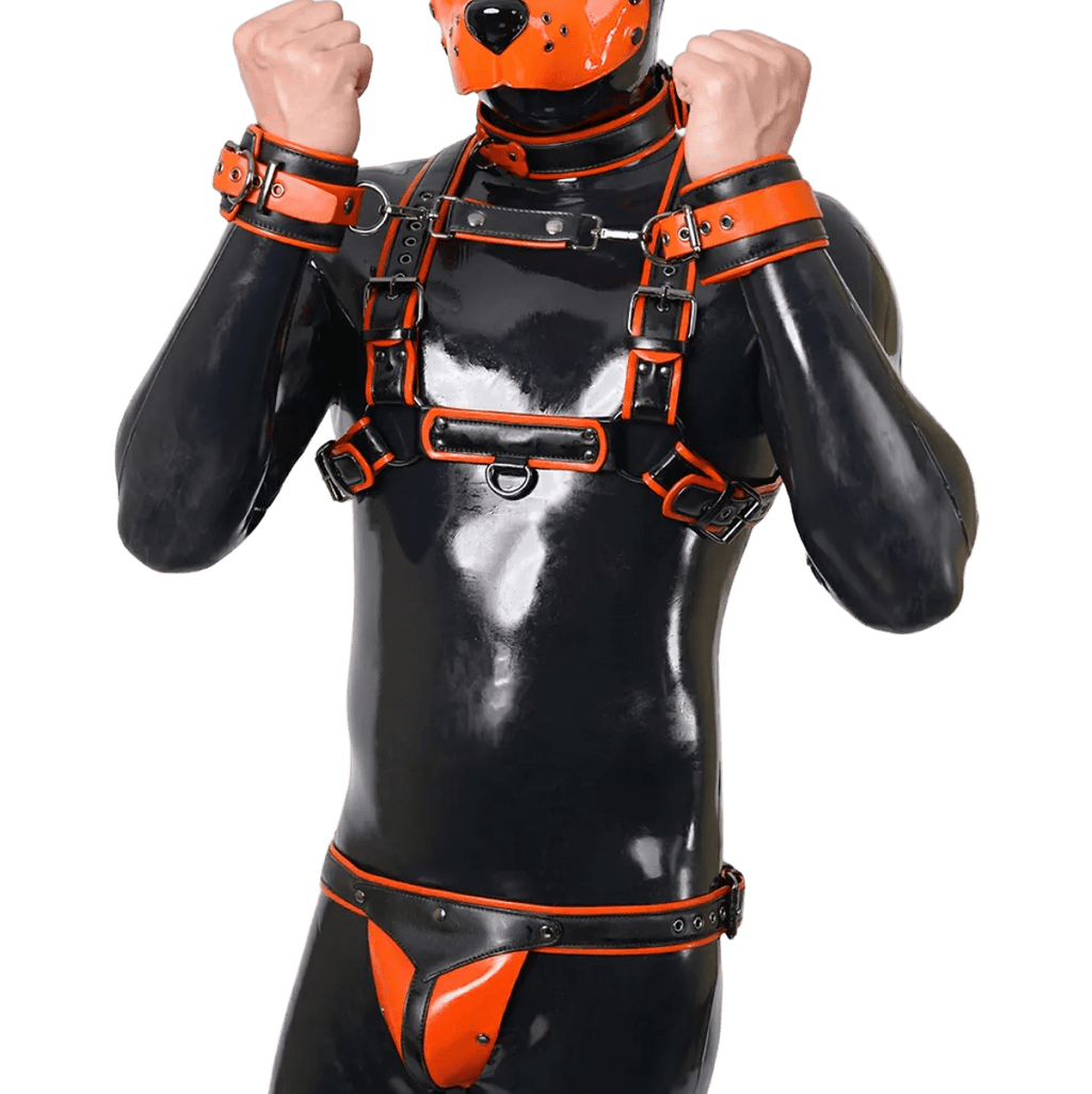 Furrjoi Harness, Cuff, Collar, Lead Underwear Bundle Orange - The Pup Play Hub