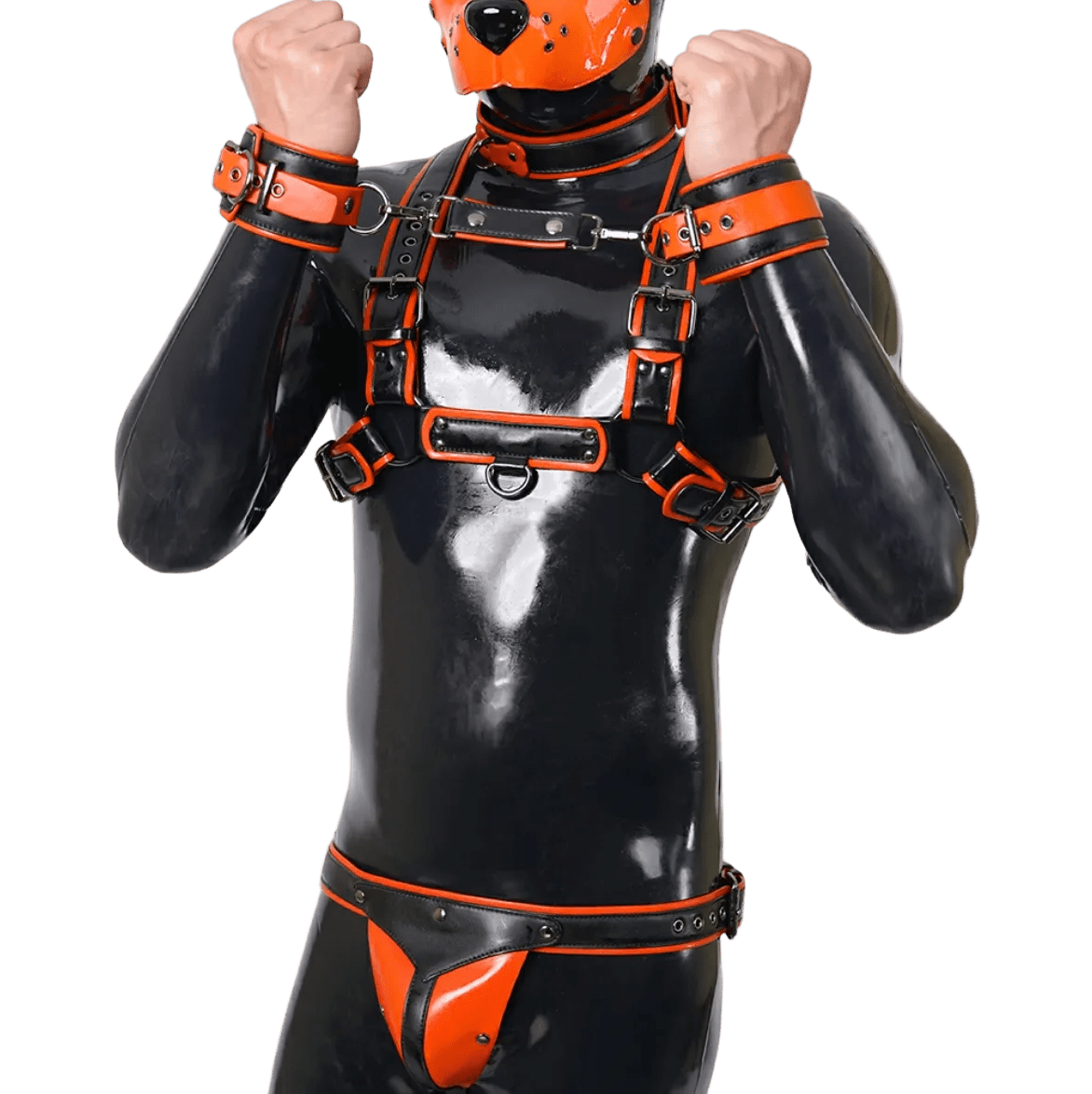Furrjoi Harness, Cuff, Collar, Lead Underwear Bundle Orange - The Pup Play Hub