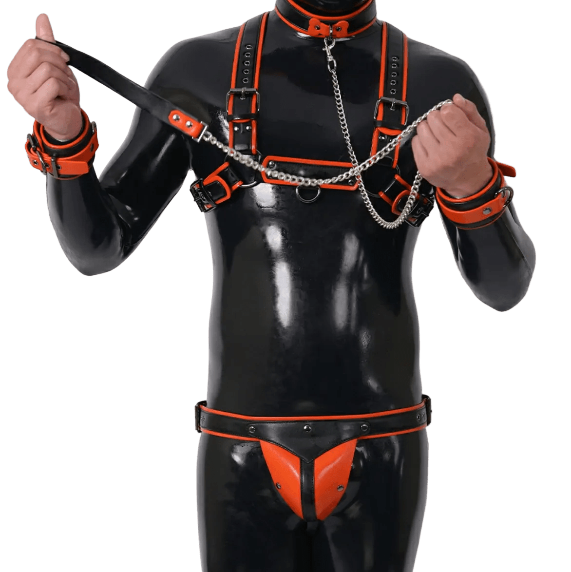Furrjoi Harness, Cuff, Collar, Lead Underwear Bundle Orange - The Pup Play Hub