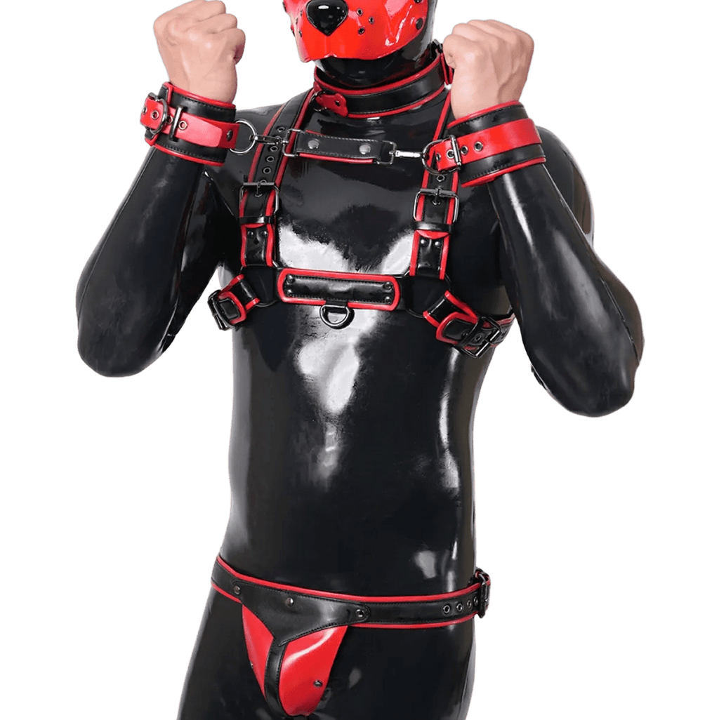 Furrjoi Harness, Cuff, Collar, Lead Underwear Bundle Red - The Pup Play Hub