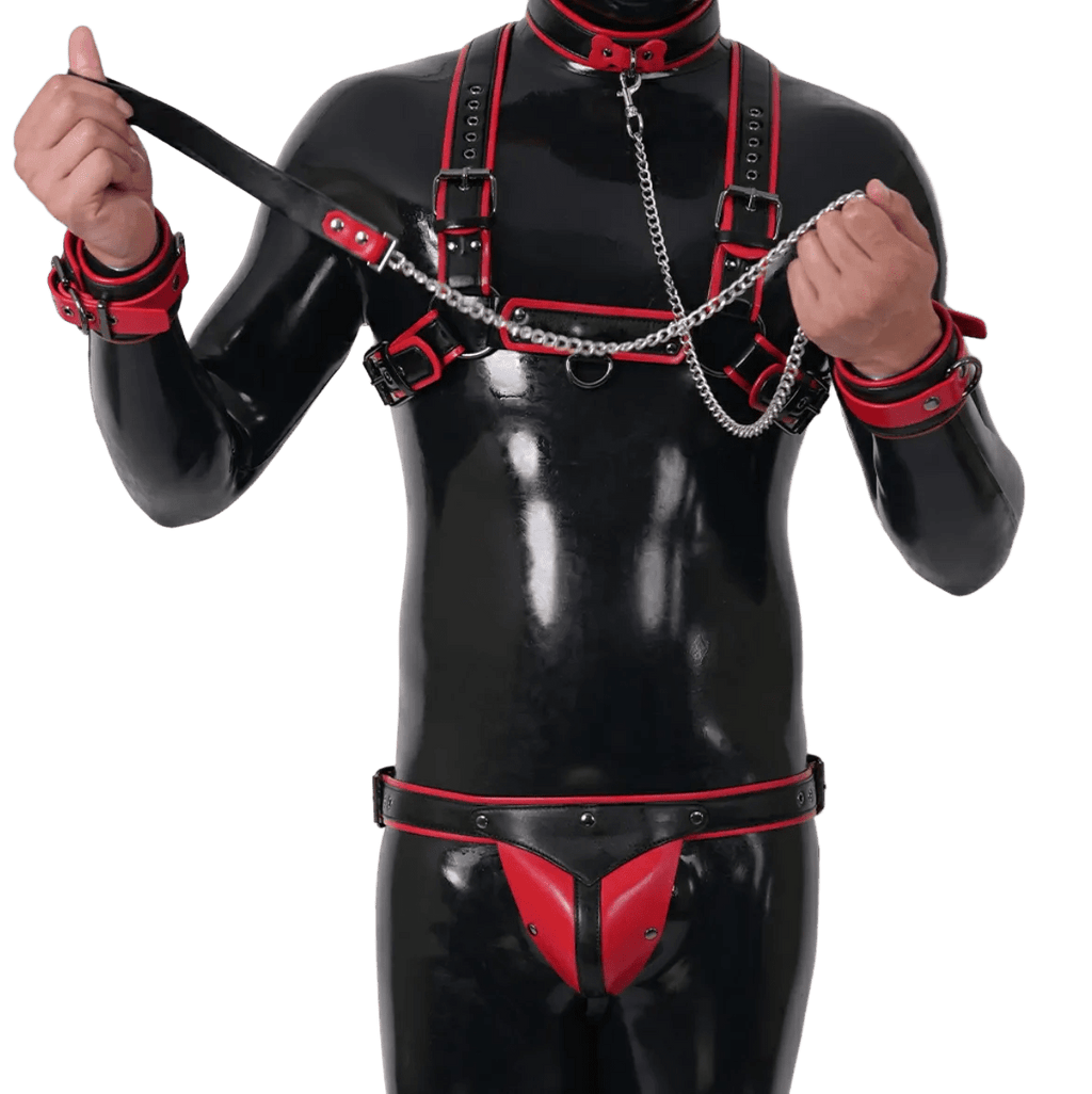 Furrjoi Harness, Cuff, Collar, Lead Underwear Bundle Red - The Pup Play Hub